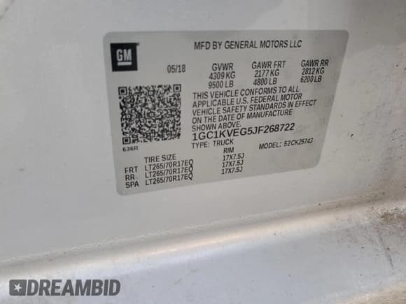 ✅ 2018 Chevrolet Silverado 2500HD LT • VIN: 1GC1KVEG5JF268722 • Lot: 50000995. Wystawiony na Copart z przebiegiem 230 363 mil. Bezpłatny archiwum sprzedaży aukcyjnych z USA i szczegółowy raport historii pojazdu na DreamBid. Zdjęcie 14.