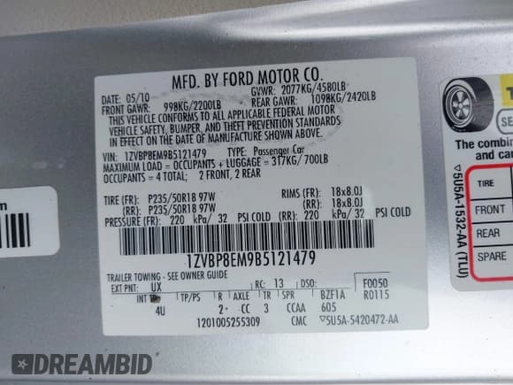 ✅ 2011 Ford Mustang V6 • VIN: 1ZVBP8EM9B5121479 • Lot: 42709308. Wystawiony na IAAI z przebiegiem 38 478 mil. Bezpłatny archiwum sprzedaży aukcyjnych z USA i szczegółowy raport historii pojazdu na DreamBid. Zdjęcie 9.