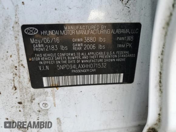 ✅ 2017 Hyundai Elantra Eco • VIN: 5NPD94LAXHH071532 • Lot: 89642125. Listed on Copart with 42,358 mi. Free auction sales archive from the USA and detailed vehicle history report at DreamBid. Image 12.