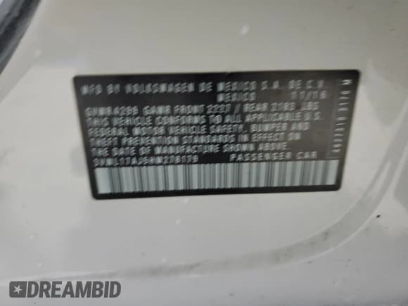 ✅ 2017 Volkswagen Jetta SEL • VIN: 3VWL17AJ5HM278179 • Lot: 90696705. Listed on Copart with 146,236 mi. Free auction sales archive from the USA and detailed vehicle history report at DreamBid. Image 12.