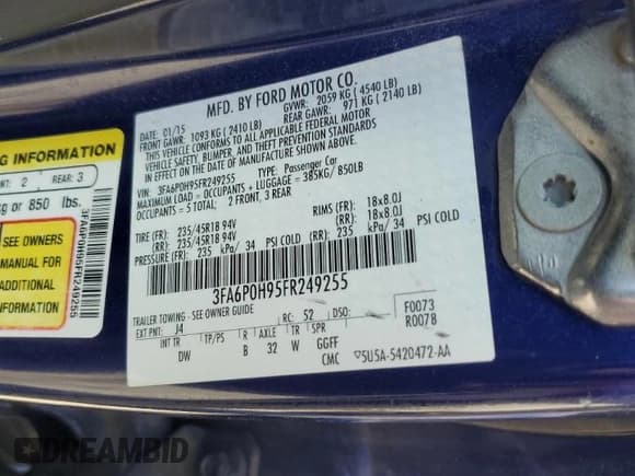 ✅ 2015 Ford Fusion SE • VIN: 3FA6P0H95FR249255 • Lot: 84979025. Wystawiony na Copart z przebiegiem 171 804 mil. Bezpłatny archiwum sprzedaży aukcyjnych z USA i szczegółowy raport historii pojazdu na DreamBid. Zdjęcie 12.