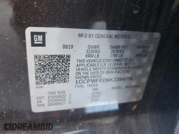 ✅ 2019 Chevrolet Silverado 1500 • VIN: 1GCPWFED6KZ354776 • Лот: 85632824. Опубликован ранее на Copart с пробегом 94 570 миль. Бесплатный доступ к архиву аукционных продаж из США и подробный отчёт об истории автомобиля на DreamBid. Изображение 12.