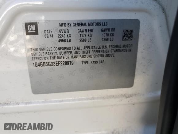 ✅ 2014 Buick LaCrosse Leather • VIN: 1G4GB5G33EF220979 • Lot: 84990715. Wystawiony na Copart z przebiegiem 101 421 mil. Bezpłatny archiwum sprzedaży aukcyjnych z USA i szczegółowy raport historii pojazdu na DreamBid. Zdjęcie 12.