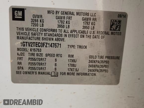 ✅ 2015 GMC Sierra 1500 • VIN: 1GTV2TEC0FZ147671 • Лот: 89723045. Опубликован ранее на Copart с пробегом 136 499 миль. Бесплатный доступ к архиву аукционных продаж из США и подробный отчёт об истории автомобиля на DreamBid. Изображение 12.