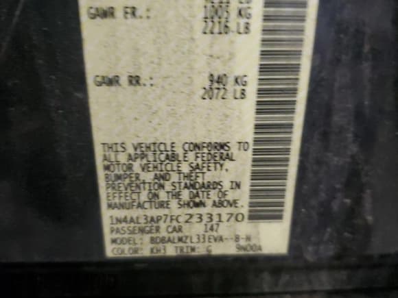 ✅ 2015 Nissan Altima SL • VIN: 1N4AL3AP7FC233170 • Lot: 59095765. Listed on Copart with 93,452 mi. Free auction sales archive from the USA and detailed vehicle history report at DreamBid. Image 12.