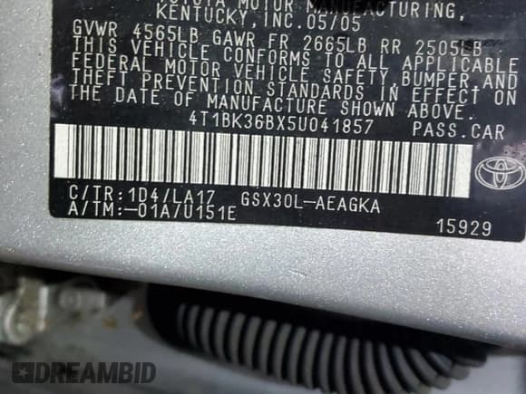 ✅ 2005 Toyota Avalon Limited • VIN: 4T1BK36BX5U041857 • Lot: 86613544. Wystawiony na Copart z przebiegiem 266 510 mil. Bezpłatny archiwum sprzedaży aukcyjnych z USA i szczegółowy raport historii pojazdu na DreamBid. Zdjęcie 12.