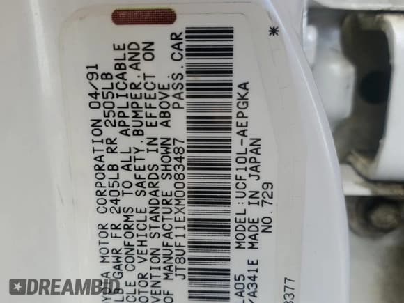 ✅ 1991 Lexus LS • VIN: JT8UF11EXM0083487 • Лот: 59933455. Опубликован ранее на Copart с пробегом 10 668 миль. Бесплатный доступ к архиву аукционных продаж из США и подробный отчёт об истории автомобиля на DreamBid. Изображение 12.