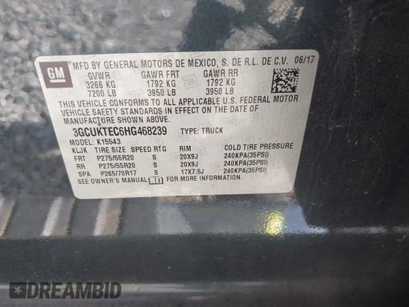 ✅ 2017 Chevrolet Silverado 1500 High Country • VIN: 3GCUKTEC6HG468239 • Lot: 43482973. Listed on IAAI with 76,461 mi. Free auction sales archive from the USA and detailed vehicle history report at DreamBid. Image 9.