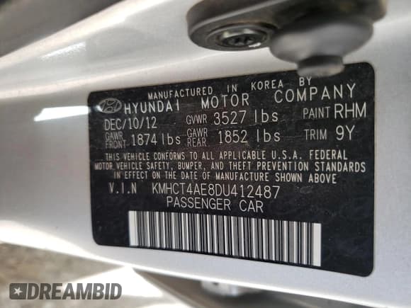 ✅ 2013 Hyundai Accent GLS • VIN: KMHCT4AE8DU412487 • Лот: 67965614. Опубликован ранее на Copart с пробегом 57 593 миль. Бесплатный доступ к архиву аукционных продаж из США и подробный отчёт об истории автомобиля на DreamBid. Изображение 12.