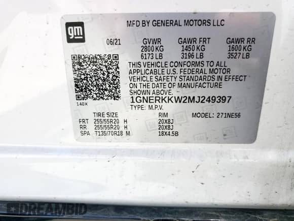 2021 Chevrolet Traverse Premier с VIN 1GNERKKW2MJ249397, выставлен на аукционе Copart как лот 54282425 с пробегом 57 502 миль миль и Чистый • Clean title. История ставок и продаж доступна на DreamBid. Изображение 13.