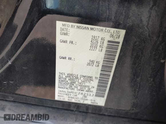 ✅ 2018 Nissan Altima SL • VIN: 1N4AL3AP0JC282512 • Lot: 42562102. Wystawiony na IAAI z przebiegiem 98 617 mil. Bezpłatny archiwum sprzedaży aukcyjnych z USA i szczegółowy raport historii pojazdu na DreamBid. Zdjęcie 9.