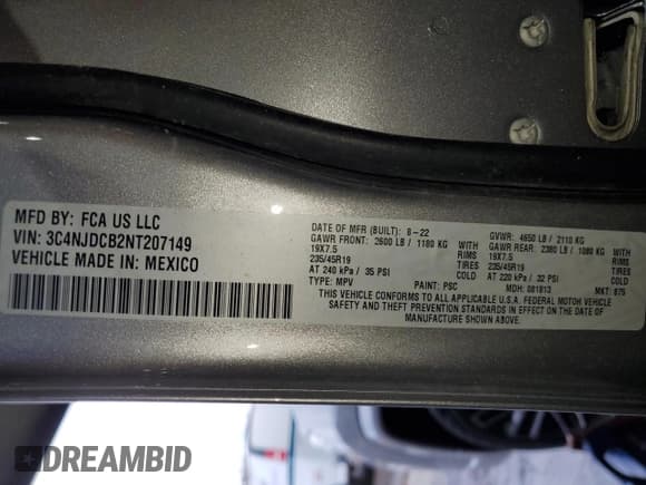 ✅ 2022 Jeep Compass High Altitude • VIN: 3C4NJDCB2NT207149 • Лот: 52701515. Опубликован ранее на Copart с пробегом 14 479 миль. Бесплатный доступ к архиву аукционных продаж из США и подробный отчёт об истории автомобиля на DreamBid. Изображение 13.