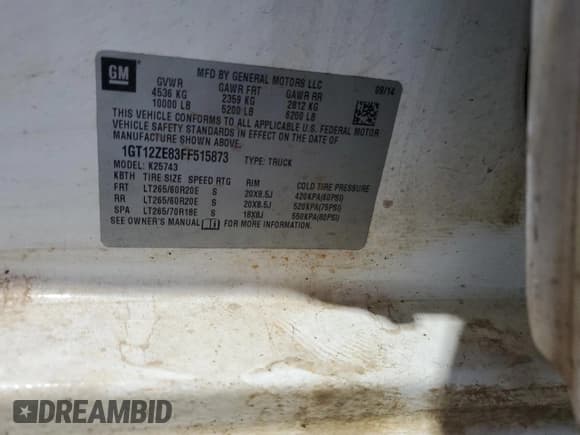 ✅ 2015 GMC Sierra 2500HD SLT • VIN: 1GT12ZE83FF515873 • Лот: 86714475. Опубликован ранее на Copart с пробегом 412 485 миль. Бесплатный доступ к архиву аукционных продаж из США и подробный отчёт об истории автомобиля на DreamBid. Изображение 12.