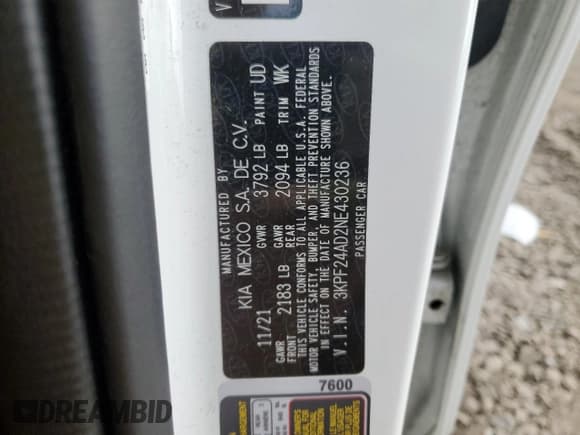 ✅ 2022 Kia Forte LXS • VIN: 3KPF24AD2NE430236 • Lot: 82561055. Wystawiony na Copart z przebiegiem 38 436 mil. Bezpłatny archiwum sprzedaży aukcyjnych z USA i szczegółowy raport historii pojazdu na DreamBid. Zdjęcie 12.