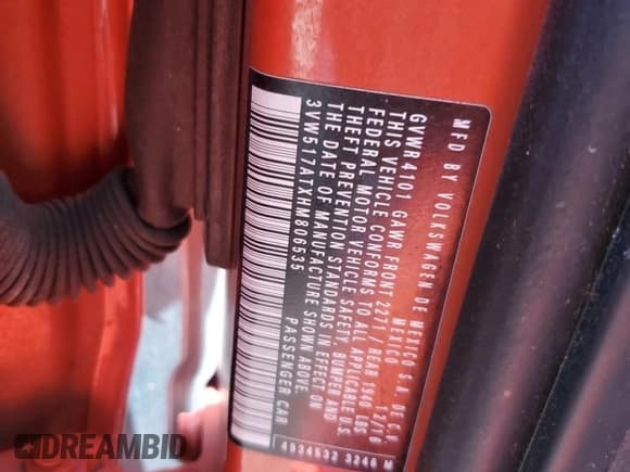 ✅ 2017 Volkswagen Beetle S • VIN: 3VW517ATXHM806535 • Lot: 84408295. Listed on Copart with 83,439 mi. Free auction sales archive from the USA and detailed vehicle history report at DreamBid. Image 12.