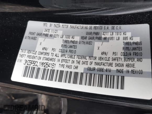 ✅ 2021 Mazda 3 Preferred • VIN: 3MZBPBCL1MM254161 • Лот: 43002093. Опубликован ранее на IAAI с пробегом 18 830 миль. Бесплатный доступ к архиву аукционных продаж из США и подробный отчёт об истории автомобиля на DreamBid. Изображение 9.