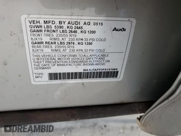 ✅ 2015 Audi Q5 Premium Plus • VIN: WA1LFAFP3FA141664 • Lot: 90893515. Wystawiony na Copart z przebiegiem 127 648 mil. Bezpłatny archiwum sprzedaży aukcyjnych z USA i szczegółowy raport historii pojazdu na DreamBid. Zdjęcie 13.