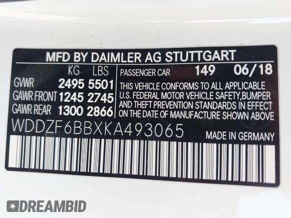 ✅ 2019 Mercedes-Benz E 53 AMG • VIN: WDDZF6BBXKA493065 • Lot: 42519867. Listed on IAAI with 53,105 mi. Free auction sales archive from the USA and detailed vehicle history report at DreamBid. Image 9.