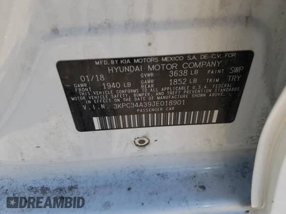 2018 Hyundai Accent Limited с VIN 3KPC34A39JE018901, выставлен на аукционе Copart как лот 57533774 с пробегом 101 334 миль миль и Списание • Salvage title. История ставок и продаж доступна на DreamBid. Изображение 12.