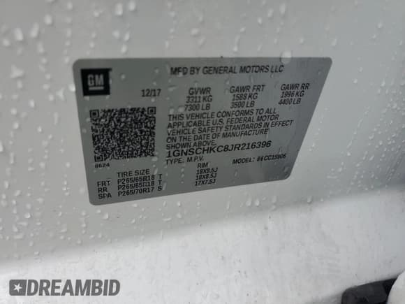 ✅ 2018 Chevrolet Suburban LT • VIN: 1GNSCHKC8JR216396 • Lot: 66121034. Wystawiony na Copart z przebiegiem 123 672 mil. Bezpłatny archiwum sprzedaży aukcyjnych z USA i szczegółowy raport historii pojazdu na DreamBid. Zdjęcie 15.