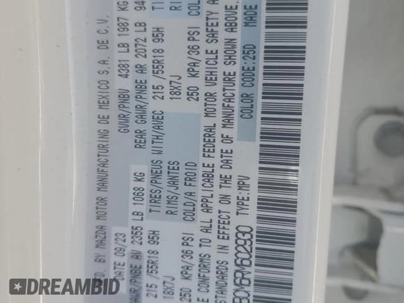 ✅ 2024 Mazda CX-30 S Carbon Edition • VIN: 3MVDMBCM6RM602930 • Лот: 53985915. Опубликован ранее на Copart с пробегом 15 603 миль. Бесплатный доступ к архиву аукционных продаж из США и подробный отчёт об истории автомобиля на DreamBid. Изображение 13.