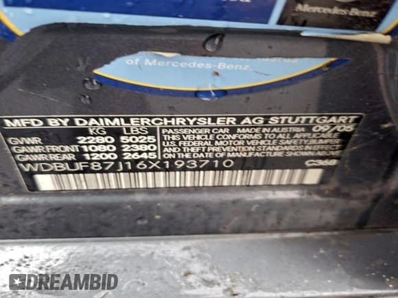 ✅ 2006 Mercedes-Benz E 350 • VIN: WDBUF87J16X193710 • Лот: 94619615. Опубликован ранее на Copart с пробегом Не указан. Бесплатный доступ к архиву аукционных продаж из США и подробный отчёт об истории автомобиля на DreamBid. Изображение 12.