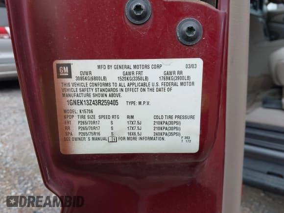 ✅ 2003 Chevrolet Tahoe Z71 • VIN: 1GNEK13Z43R259405 • Lot: 43772746. Wystawiony na IAAI z przebiegiem 154 776 mil. Bezpłatny archiwum sprzedaży aukcyjnych z USA i szczegółowy raport historii pojazdu na DreamBid. Zdjęcie 9.