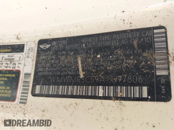 ✅ 2010 MINI Convertible • VIN: WMWMR3C59ATU97806 • Lot: 43558998. Wystawiony na IAAI z przebiegiem Nie podano. Bezpłatny archiwum sprzedaży aukcyjnych z USA i szczegółowy raport historii pojazdu na DreamBid. Zdjęcie 9.