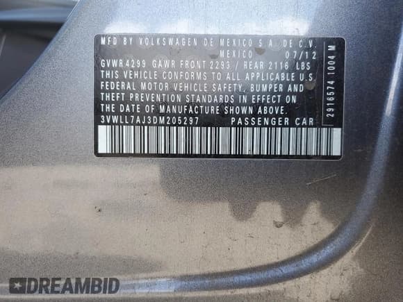 ✅ 2013 Volkswagen Jetta TDI w/Premium • VIN: 3VWLL7AJ3DM205297 • Лот: 56916045. Опубликован ранее на Copart с пробегом 157 049 миль. Бесплатный доступ к архиву аукционных продаж из США и подробный отчёт об истории автомобиля на DreamBid. Изображение 12.