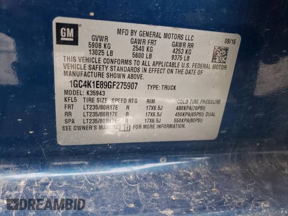 2016 Chevrolet Silverado 3500HD High Country с VIN 1GC4K1E89GF275907, выставлен на аукционе Copart как лот 60917955 с пробегом 215 063 миль миль и Списание • Salvage title. История ставок и продаж доступна на DreamBid. Изображение 13.