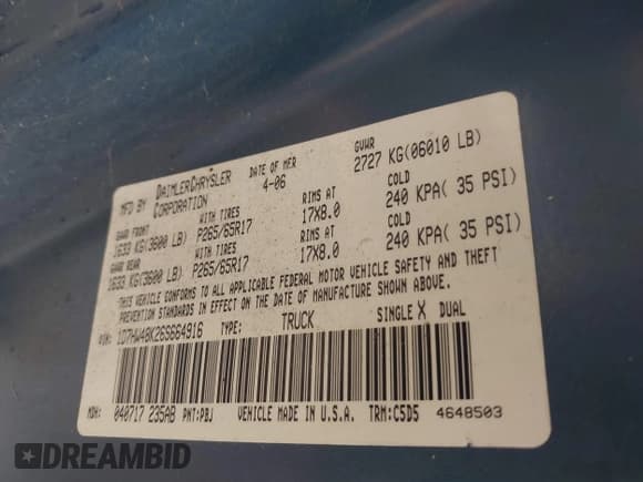 ✅ 2006 Dodge Dakota SLT • VIN: 1D7HW48K26S664916 • Lot: 43656384. Wystawiony na IAAI z przebiegiem 207 220 mil. Bezpłatny archiwum sprzedaży aukcyjnych z USA i szczegółowy raport historii pojazdu na DreamBid. Zdjęcie 9.