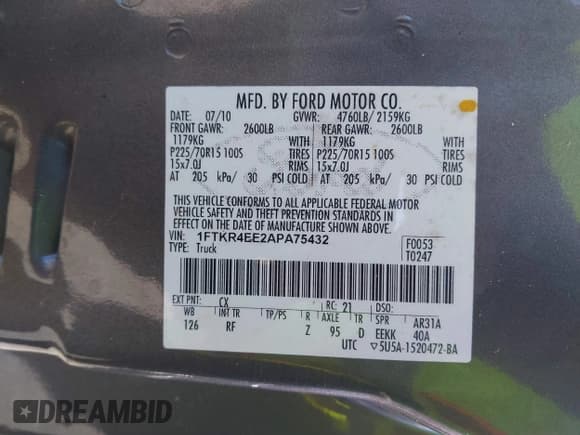 ✅ 2010 Ford Ranger XLT • VIN: 1FTKR4EE2APA75432 • Lot: 40626699. Wystawiony na IAAI z przebiegiem 61 431 mil. Bezpłatny archiwum sprzedaży aukcyjnych z USA i szczegółowy raport historii pojazdu na DreamBid. Zdjęcie 9.