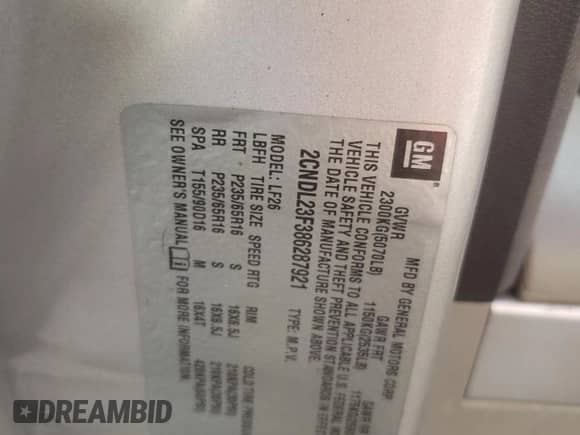 2008 Chevrolet Equinox LS с VIN 2CNDL23F386287921, выставлен на аукционе Copart как лот 79782234 с пробегом 151 580 миль миль и Списание • Salvage title. История ставок и продаж доступна на DreamBid. Изображение 13.