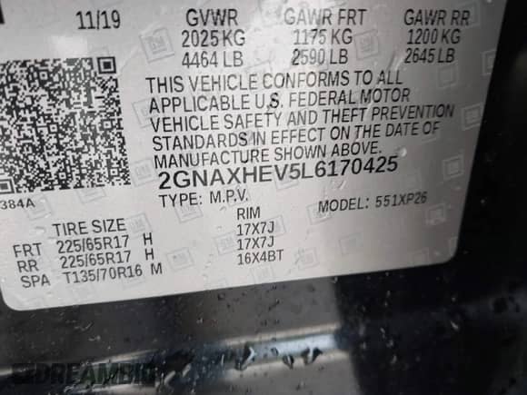 2020 Chevrolet Equinox LS с VIN 2GNAXHEV5L6170425, выставлен на аукционе IAAI как лот 42884739 с пробегом 81 437 миль миль и . История ставок и продаж доступна на DreamBid. Изображение 9.