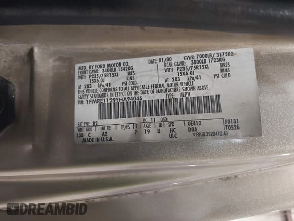 ✅ 2000 Ford Econoline Passenger XL • VIN: 1FMRE1129YHA94046 • Lot: 42240740. Listed on IAAI with 215,936 mi. Free auction sales archive from the USA and detailed vehicle history report at DreamBid. Image 9.