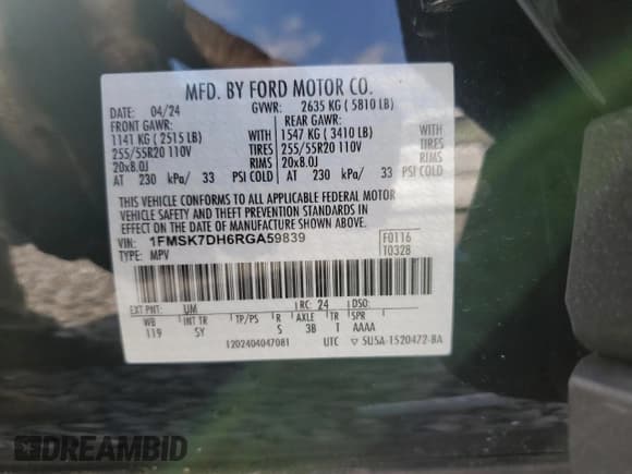 ✅ 2024 Ford Explorer XLT • VIN: 1FMSK7DH6RGA59839 • Lot: 48319795. Wystawiony na Copart z przebiegiem 12 070 mil. Bezpłatny archiwum sprzedaży aukcyjnych z USA i szczegółowy raport historii pojazdu na DreamBid. Zdjęcie 15.