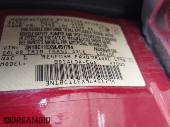 ✅ 2009 Nissan Versa S • VIN: 3N1BC11EX9L451794 • Lot: 43153438. Listed on IAAI with 164,614 mi. Free auction sales archive from the USA and detailed vehicle history report at DreamBid. Image 9.