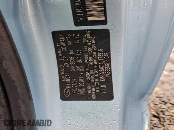 ✅ 2010 Hyundai Accent GS • VIN: KMHCM3AC1AU173916 • Lot: 95111245. Listed on Copart with 81,705 mi. Free auction sales archive from the USA and detailed vehicle history report at DreamBid. Image 13.