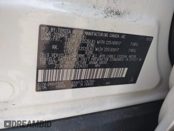 ✅ 2023 Toyota RAV4 LE • VIN: 2T3K1RFV0PC234322 • Lot: 43100522. Wystawiony na IAAI z przebiegiem 44 515 mil. Bezpłatny archiwum sprzedaży aukcyjnych z USA i szczegółowy raport historii pojazdu na DreamBid. Zdjęcie 9.