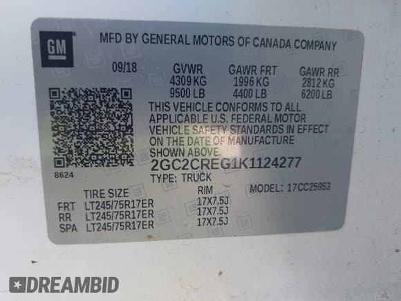 ✅ 2019 Chevrolet Silverado 2500HD Work Truck • VIN: 2GC2CREG1K1124277 • Лот: 43163771. Опубликован ранее на IAAI с пробегом 244 988 миль. Бесплатный доступ к архиву аукционных продаж из США и подробный отчёт об истории автомобиля на DreamBid. Изображение 9.