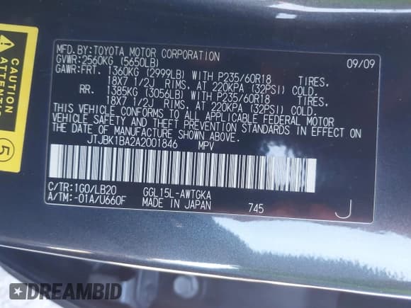 ✅ 2010 Lexus RX 350 • VIN: JTJBK1BA2A2001846 • Lot: 43784840. Wystawiony na IAAI z przebiegiem 216 272 mil. Bezpłatny archiwum sprzedaży aukcyjnych z USA i szczegółowy raport historii pojazdu na DreamBid. Zdjęcie 9.