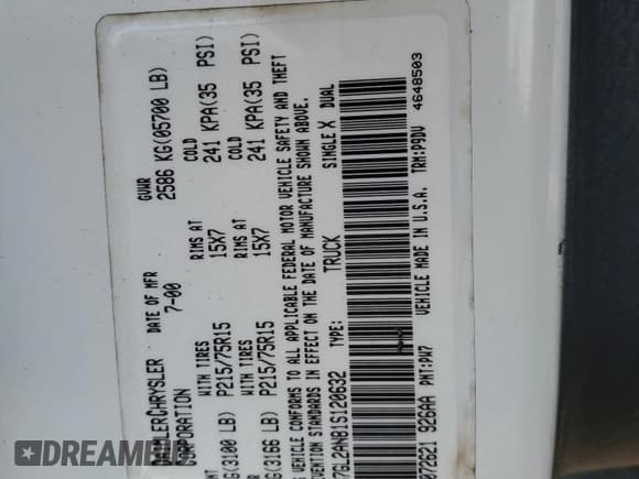 ✅ 2001 Dodge Dakota Sport • VIN: 1B7GL2AN81S120632 • Lot: 50730415. Wystawiony na Copart z przebiegiem 191 302 mil. Bezpłatny archiwum sprzedaży aukcyjnych z USA i szczegółowy raport historii pojazdu na DreamBid. Zdjęcie 12.