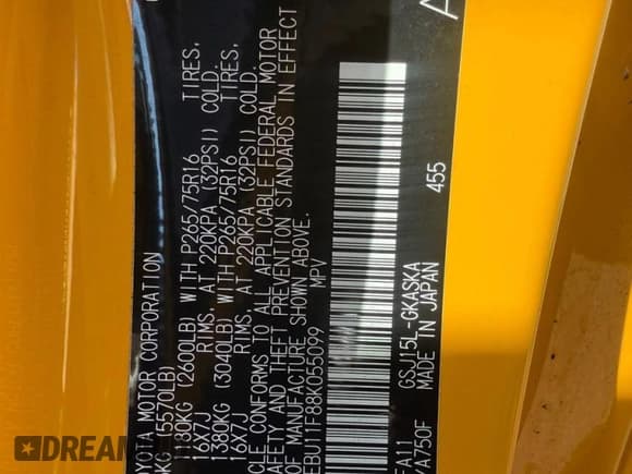 ✅ 2008 Toyota FJ Cruiser • VIN: JTEBU11F88K055099 • Лот: 84257755. Опубликован ранее на Copart с пробегом 229 384 миль. Бесплатный доступ к архиву аукционных продаж из США и подробный отчёт об истории автомобиля на DreamBid. Изображение 10.