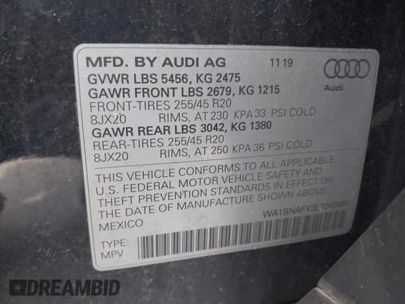 ✅ 2020 Audi Q5 Premium Plus • VIN: WA1BNAFY3L2047491 • Lot: 42425502. Listed on IAAI with 109,156 mi. Free auction sales archive from the USA and detailed vehicle history report at DreamBid. Image 9.