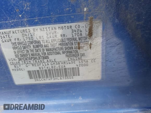 ✅ 2017 Nissan Versa SV • VIN: 3N1CN7AP3HL873505 • Lot: 42157524. Listed on IAAI with 144,411 mi. Free auction sales archive from the USA and detailed vehicle history report at DreamBid. Image 9.