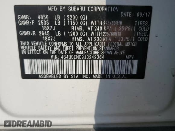 ✅ 2018 Subaru Outback Limited • VIN: 4S4BSENC9J3242364 • Lot: 70062005. Wystawiony na Copart z przebiegiem Nie podano. Bezpłatny archiwum sprzedaży aukcyjnych z USA i szczegółowy raport historii pojazdu na DreamBid. Zdjęcie 13.