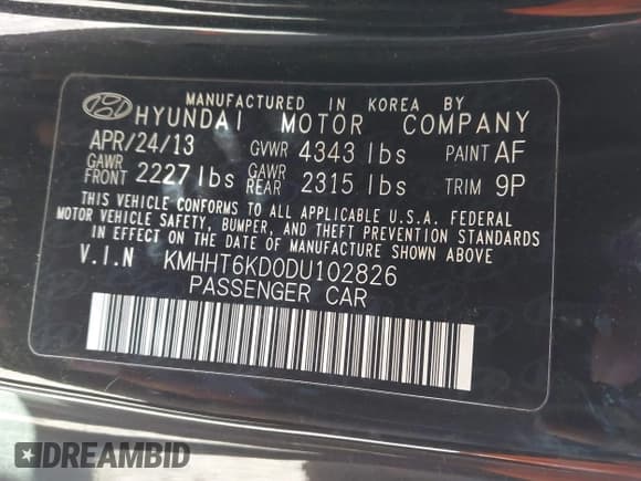 ✅ 2013 Hyundai Genesis Coupe 2.0T • VIN: KMHHT6KD0DU102826 • Лот: 43602864. Опубликован ранее на IAAI с пробегом 158 241 миль. Бесплатный доступ к архиву аукционных продаж из США и подробный отчёт об истории автомобиля на DreamBid. Изображение 9.