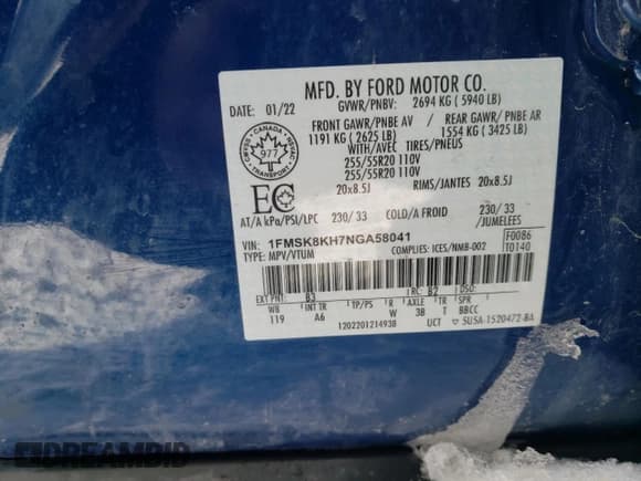 ✅ 2022 Ford Explorer ST-Line • VIN: 1FMSK8KH7NGA58041 • Lot: 45864905. Wystawiony na Copart z przebiegiem Nie podano. Bezpłatny archiwum sprzedaży aukcyjnych z USA i szczegółowy raport historii pojazdu na DreamBid. Zdjęcie 13.