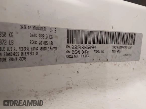 ✅ 2017 FIAT 500 Pop • VIN: 3C3CFFLR9HT530284 • Lot: 42011612. Listed on IAAI with 56,353 mi. Free auction sales archive from the USA and detailed vehicle history report at DreamBid. Image 9.