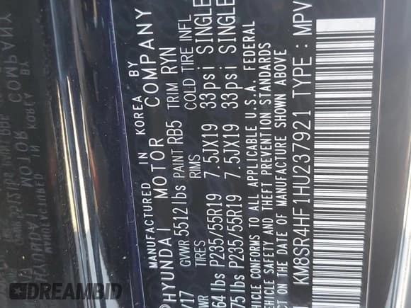 ✅ 2017 Hyundai Santa Fe Limited Ultimate • VIN: KM8SR4HF1HU237921 • Lot: 68058822. Listed on Copart with 56,144 mi. Free auction sales archive from the USA and detailed vehicle history report at DreamBid. Image 16.